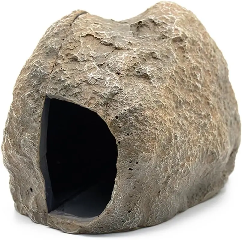 2 in 1 Reptile Hide Cave, Aquarium Fish Tank Hideout Decoration Multi-Function with Magneticfor Small Reptiles Gecko Lizard Snake Crabs Small Fish Parrot Fish Cichlids