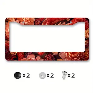 1pc 6.3x12.2inch(16x31cm) Metal License Plate Frame Cover Red Dragon Front License Plate Frame Cover Accessories