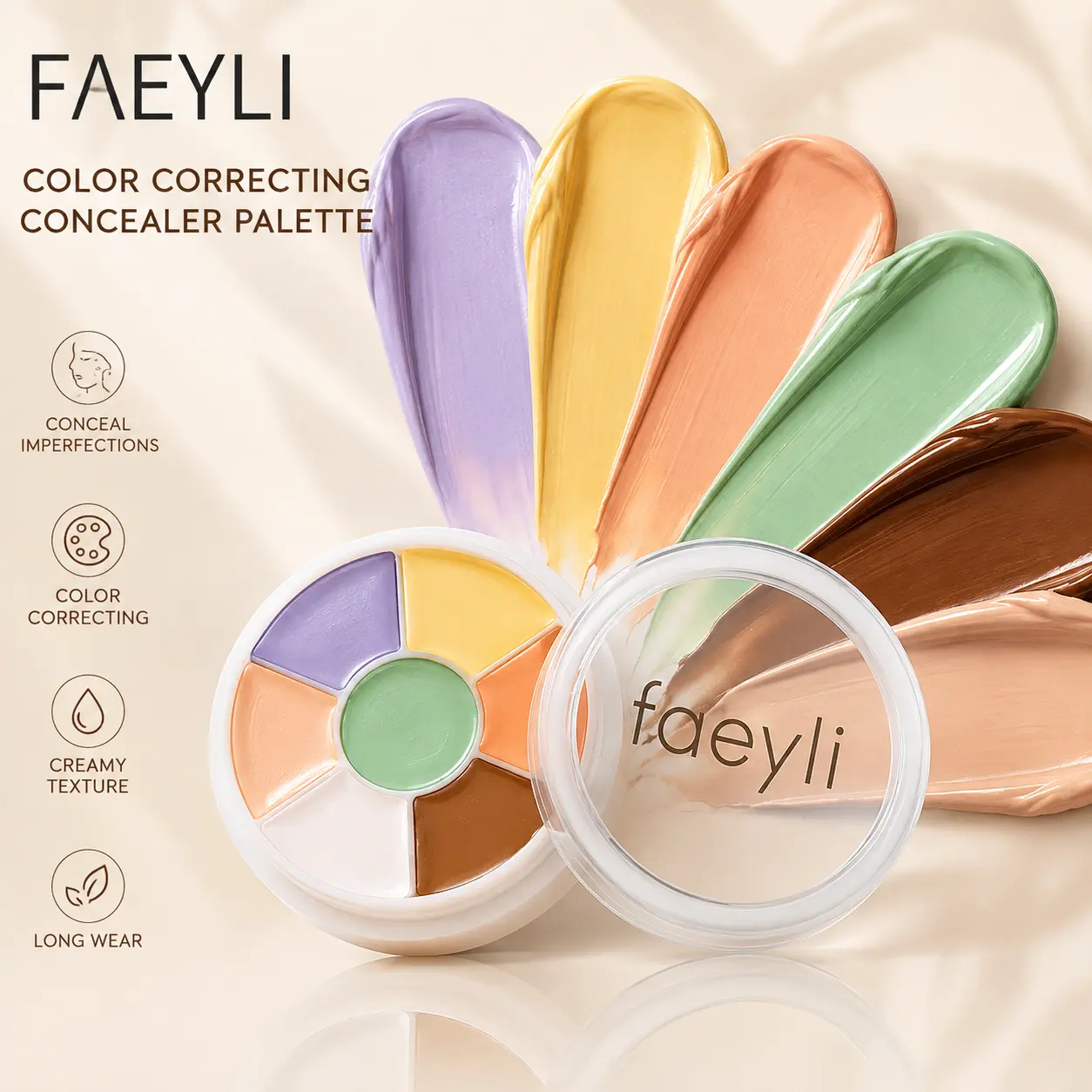Color Correcting Concealer Palette - Multicolor Cream Concealer & Foundation, Flawless Face Makeup for Covering Dark Spots, Blemishes Cosmetic