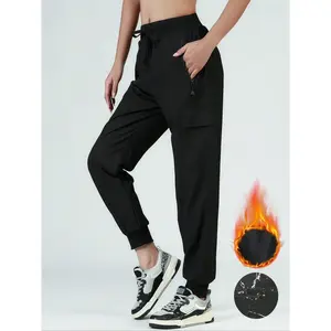 Women's Winter Fleece Lined Pants, Multi-Pocket Utility Cargo Pants, Windproof Waterproof Joggers, Zipper Pockets, Casual Outdoor Hiking, Sports Pants