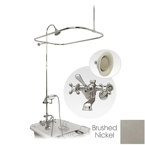 54-Inch Clawfoot Tub Wall-Mount Brushed Nickel Shower Enclosure Kit, Bathroom Upgrade with Faucet and Sunflower Shower Head, Shower Kit