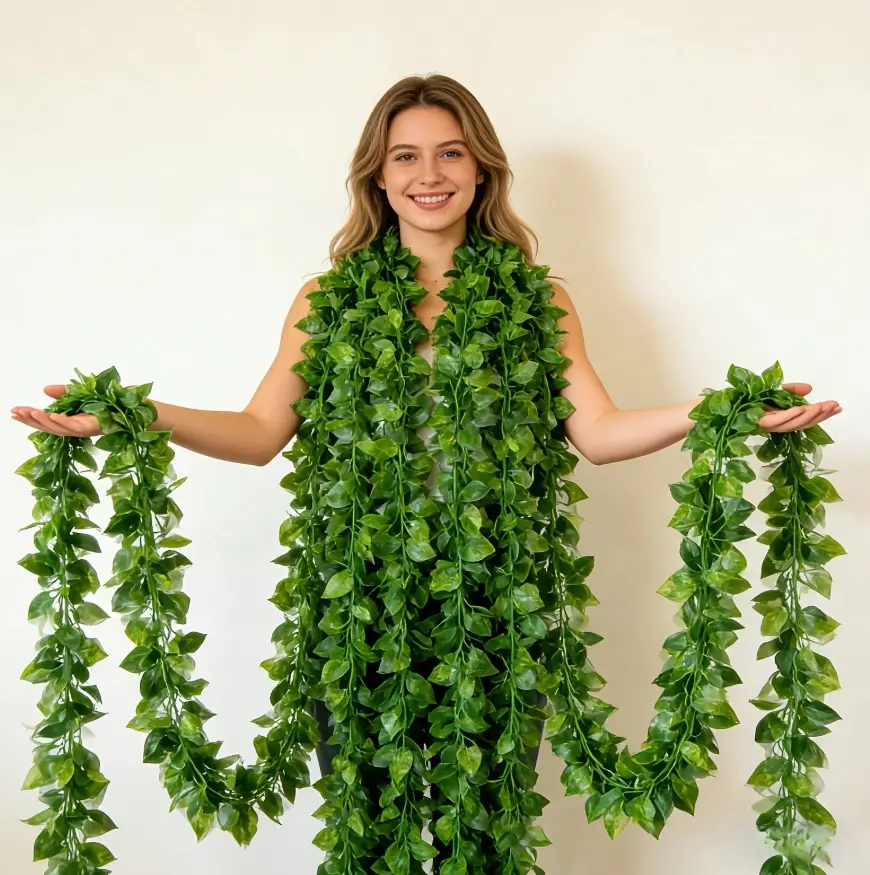 6PCS Artificial Ivy Garland Faux Hanging Vines, Realistic Greenery Wall Decor for Bedroom, Living Room & Office, Indoor Plant Decoration for Jungle Theme Party, Wedding, Birthday, Graduation, Autumn & Valentine's Day