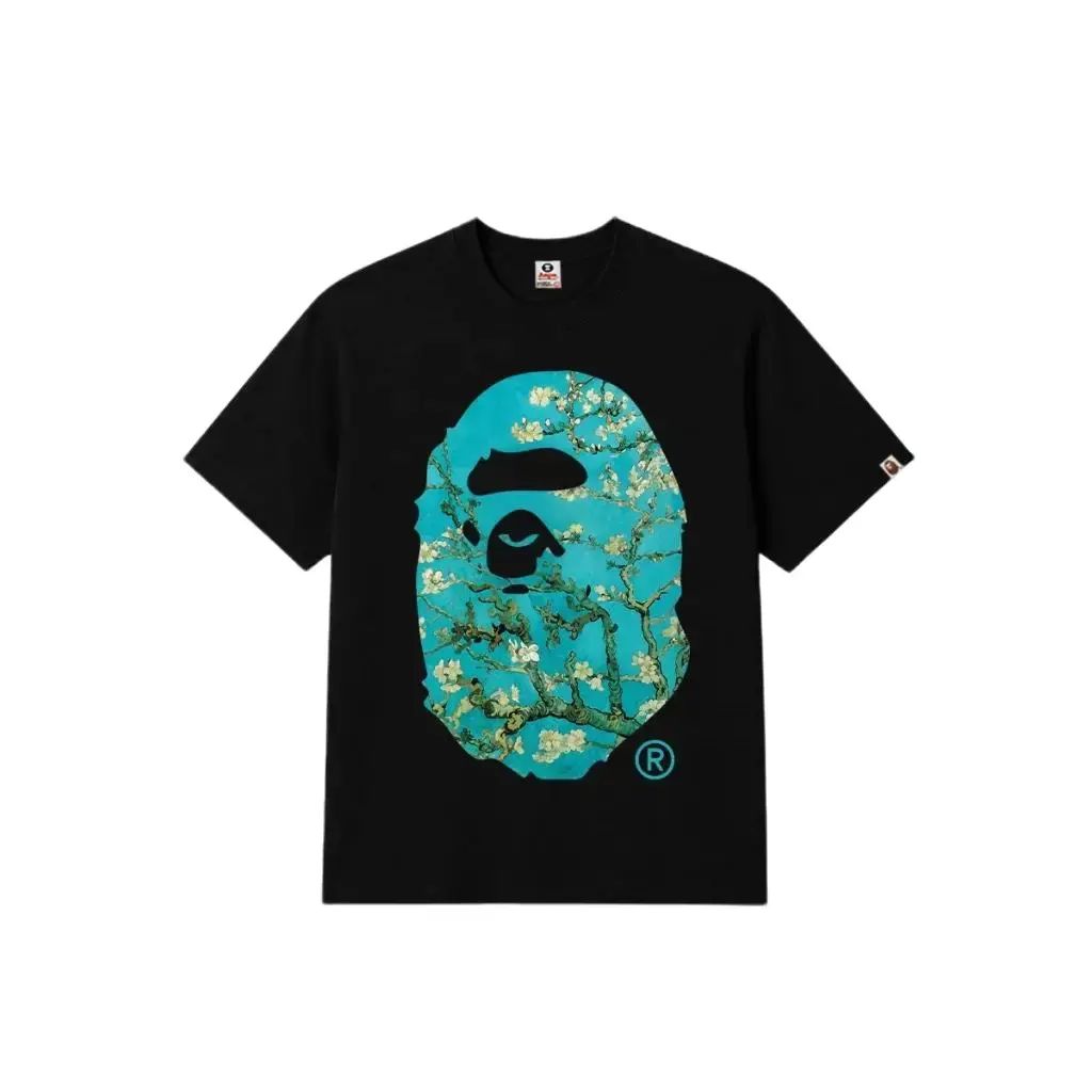 Men’s Women Oversized Graphic T-Shirt –Heavyweight Cotton, Floral Ape Print Streetwear Tee