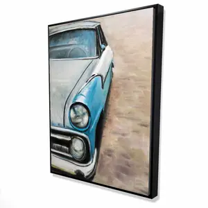 Begin Home Decor 2081-4836-TR32 36 x 48 in. Old Classic Car - Blue Transportation Framed Canvas Art