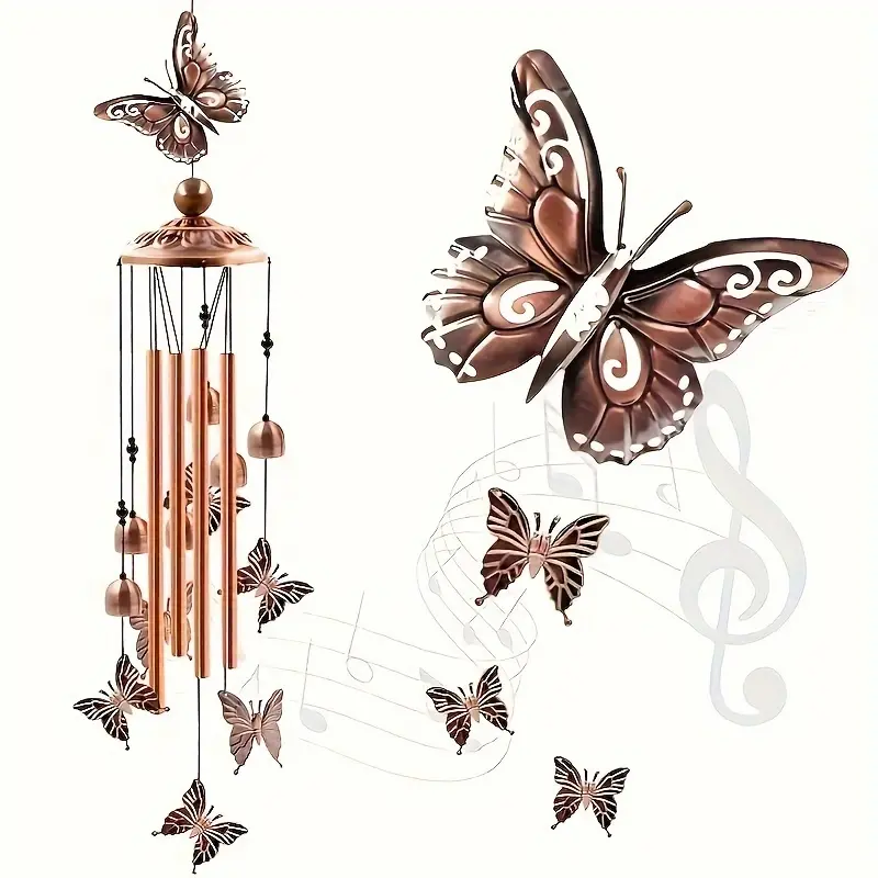 Metal Butterfly Decorative Wind Chime, Ideal for Indoor and Outdoor Decor, Perfect for Garden, Patio, Porch, Office, Party Decoration