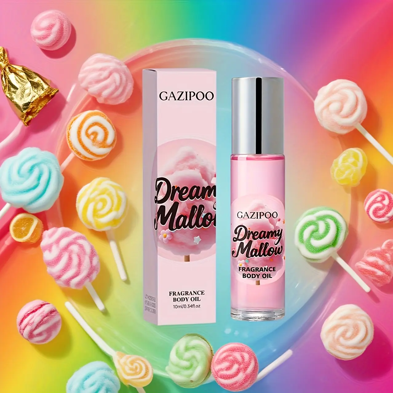 10ML Women's Candy Cotton Candy Perfume Spray, Floral Fruity Scent Gourmand Candy Scent Marshmallow Fragrance Rollerball Perfume, Long-Lasting Date Perfume, Valentine's Day Gift, Floral Scented Fragrance