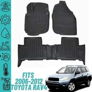 3D Floor Mats for Toyota RAV4 2006-2012 Heavy Duty Custom Fit All Weather Liner Front & 2nd Row Full Set Rubber Black