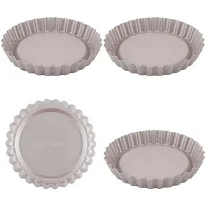 CHEFMADE Tart Pan Set, Non-Stick Round Quiche Bakeware for Oven and Instant Pot Baking (Champagne Gold)