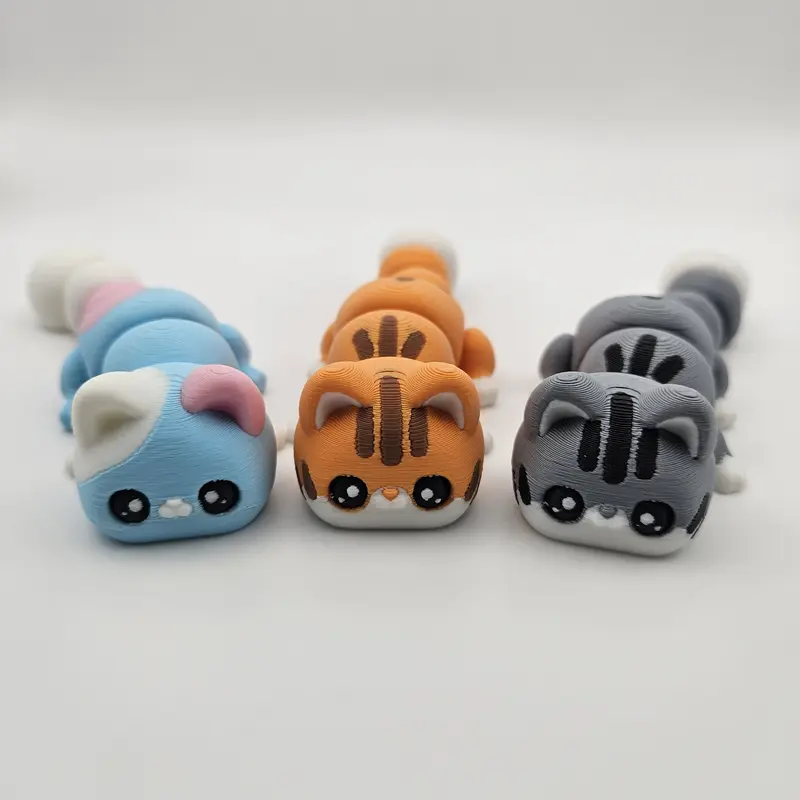3D Printed Articulating Cute Kitten Figurine Great Gift and Desk Figure