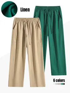 Men's Ice Silk Joggers - Breathable Mid-Elastic Fabric, Elastic Waistband Design, Straight-Leg with Pockets - Solid Color Outdoor Casual Sports Pants, Machine Washable, Comfort Fit, Versatile Style, Durable Material, Perfect for Gym Enthusiasts, Athletic