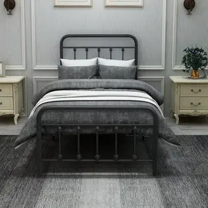 Twin size Bed Frame, Metal Twin Platform Bed Frame with Headboard, No Box Spring Needed, Twin, Black
