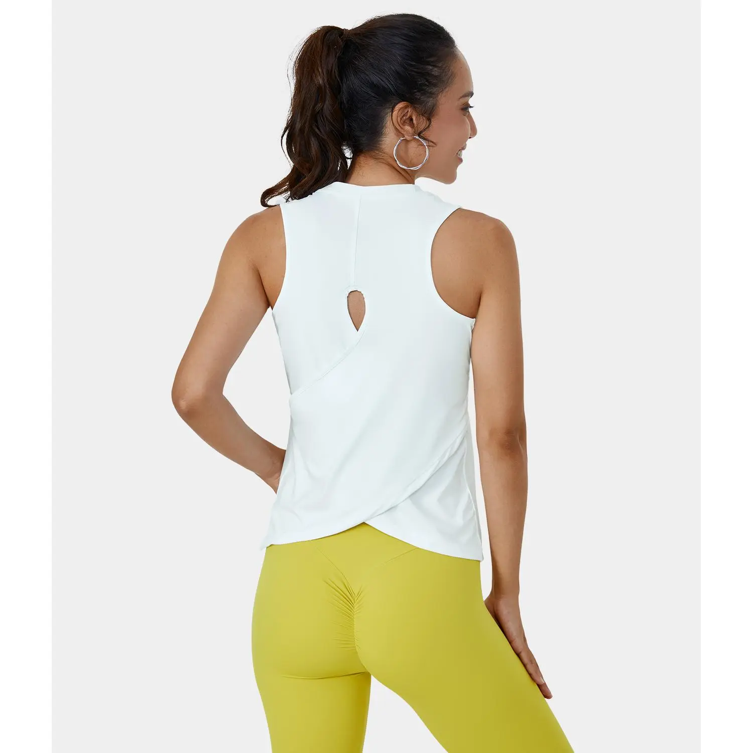 Halara Cut Out Crossover Hem Solid Yoga Tank Top Activewear Fitness Workout Vest #summervibes