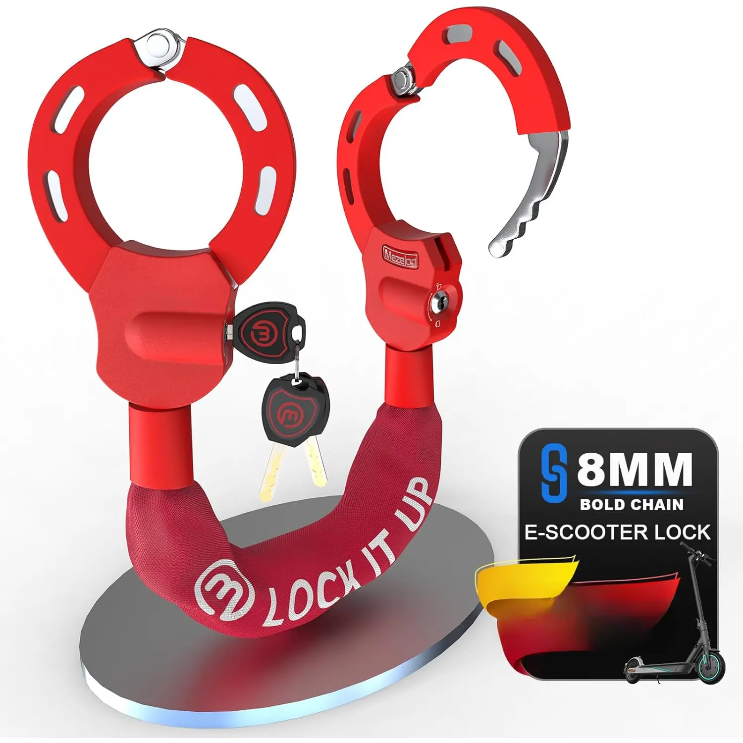 Electric Scooter Lock, 8mm Chain Lock  Locks Heavy Duty Anti  with 3  for E-/Electric Scooters