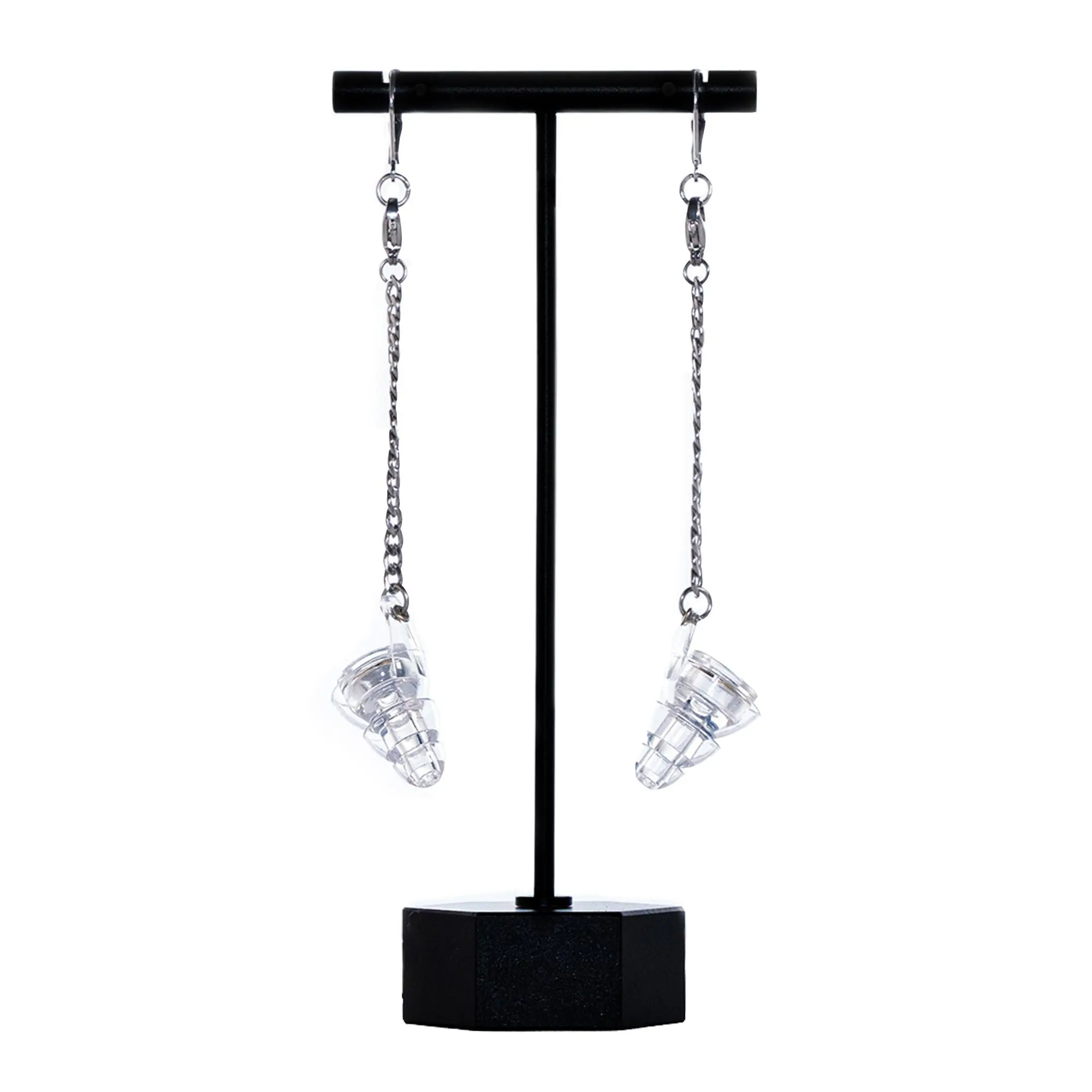 HearRingz Silver Stainless Steel High-fidelity Earplug Earrings with clasping earring hook