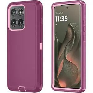 Phone Case for   Edge 5G 2025 Case, Heavy Duty Shockproof & Dropproof 3-Layer Cover Phone Case for  Edge 2025 (WineRedPink)