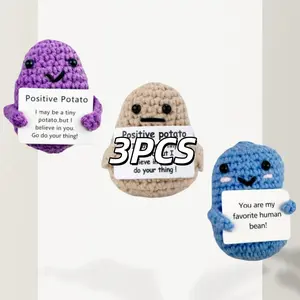 3PCS Mini Funny Crochet Desktop decorative ornaments, Crochet Thread Hand Knitting Kits, Great Desk Display for Graduations, Inspirational Gift for Friends, Family