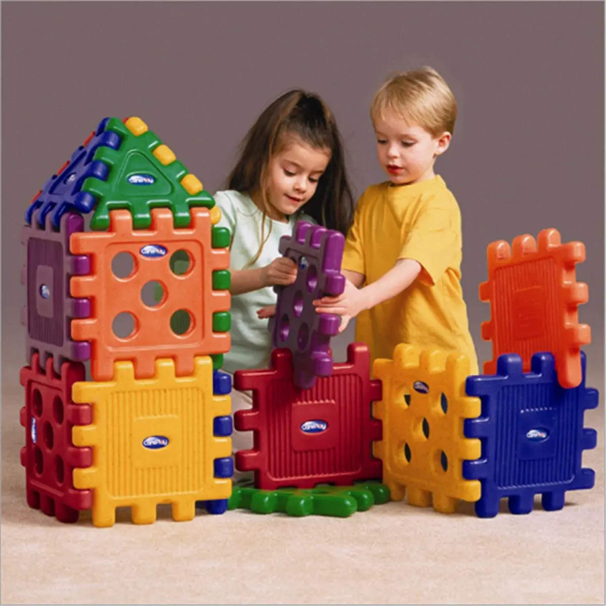 CarePlay 5016 16-Piece Grid Blocks Set - Assorted See-Through, 3x3 Molded Construction, Easy Attachment, Playtime Toy, Sized Perfectly for Children's Hands, Boosts Creativity for Small Animals 18 Months-5 Years