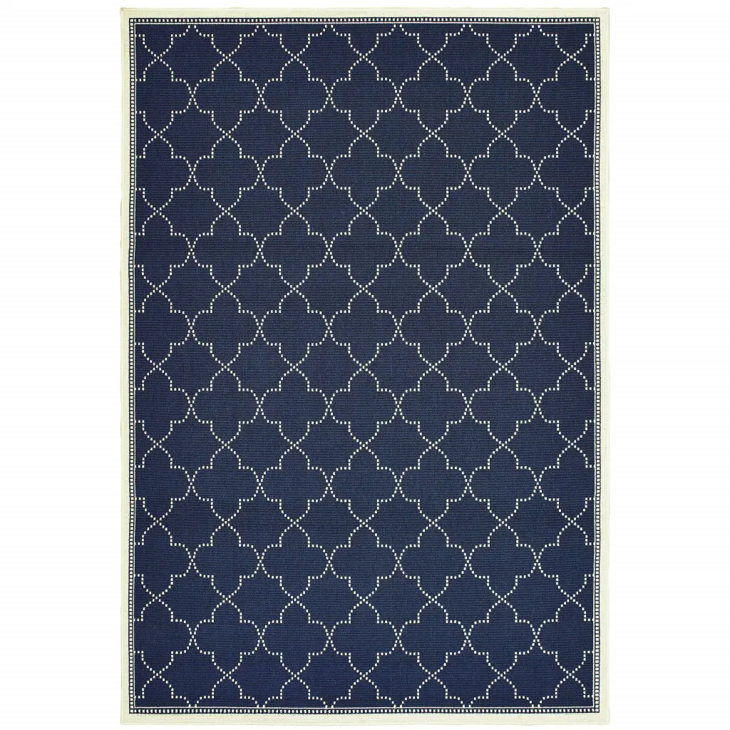 HomeRoots 507058 Dark Rectangular Area Rug, 2x4 ft. Navy Geometric Stain-Resistant Indoor & Outdoor Rug, Dark Area Rugs, Rectangular Area Rugs