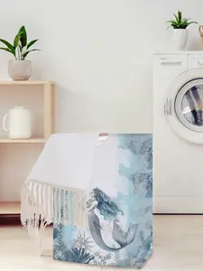 Mermaid Pattern Open Storage Box, Foldable Laundry Basket with Handle, Casual Home Bathroom Organizer, All Seasons Use