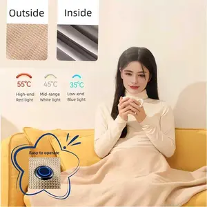 Electric Blanket USB Rechargeable Heating Blanket Single Warm Shawl 3 Level Heating Wearable Electric Blanket Heating Electric Blanket Suitable for Office Lunch Break Outdoor Travel Camping