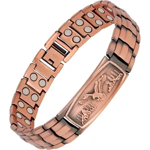 Feraco Copper Bracelet for Men-Magnetic Bracelets 99.99% Pure Copper Jewelry Gift with Adjustable Sizing Tool, Magnetic Jewelry with Eagle Pattern