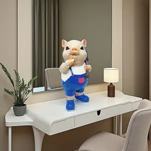 1PC, Adorable Resin Pig Statue | Figurine Ornament | Artistic Animal Desk Decor | Tabletop Decoration | Animal Lover Bookshelf Ornament | Unique Valentine's/Birthday Gift for Couples | Cute Animal Enthusiast Home & Office Decor (Bookshelf/Desk/Coffee Shop