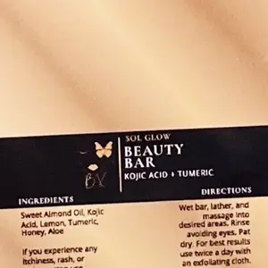 Sol Glow Beauty Bar - All-Natural Face and  Body Cleanser Turmeric Exfoliating