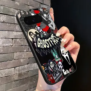 Ghostface Collage Scream Icon Pattern Rounded Edge Phone Case for Google Pixel 10 9 8 7 Pro A XL Shockproof Non Slip Military-Grade Protection Liquid Silicone Cover Smartphone Casing