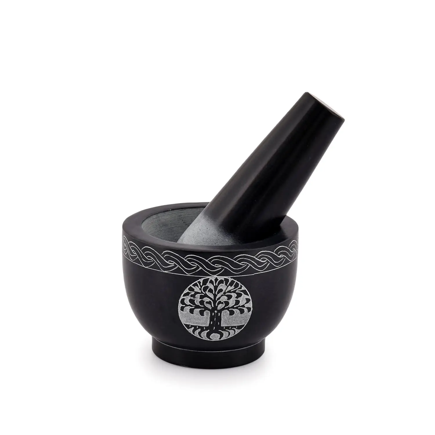Tree Of Life Stone Mortar & Pestle Diameter- 3.75"x 2.75" Pestle-5" X 1.5"