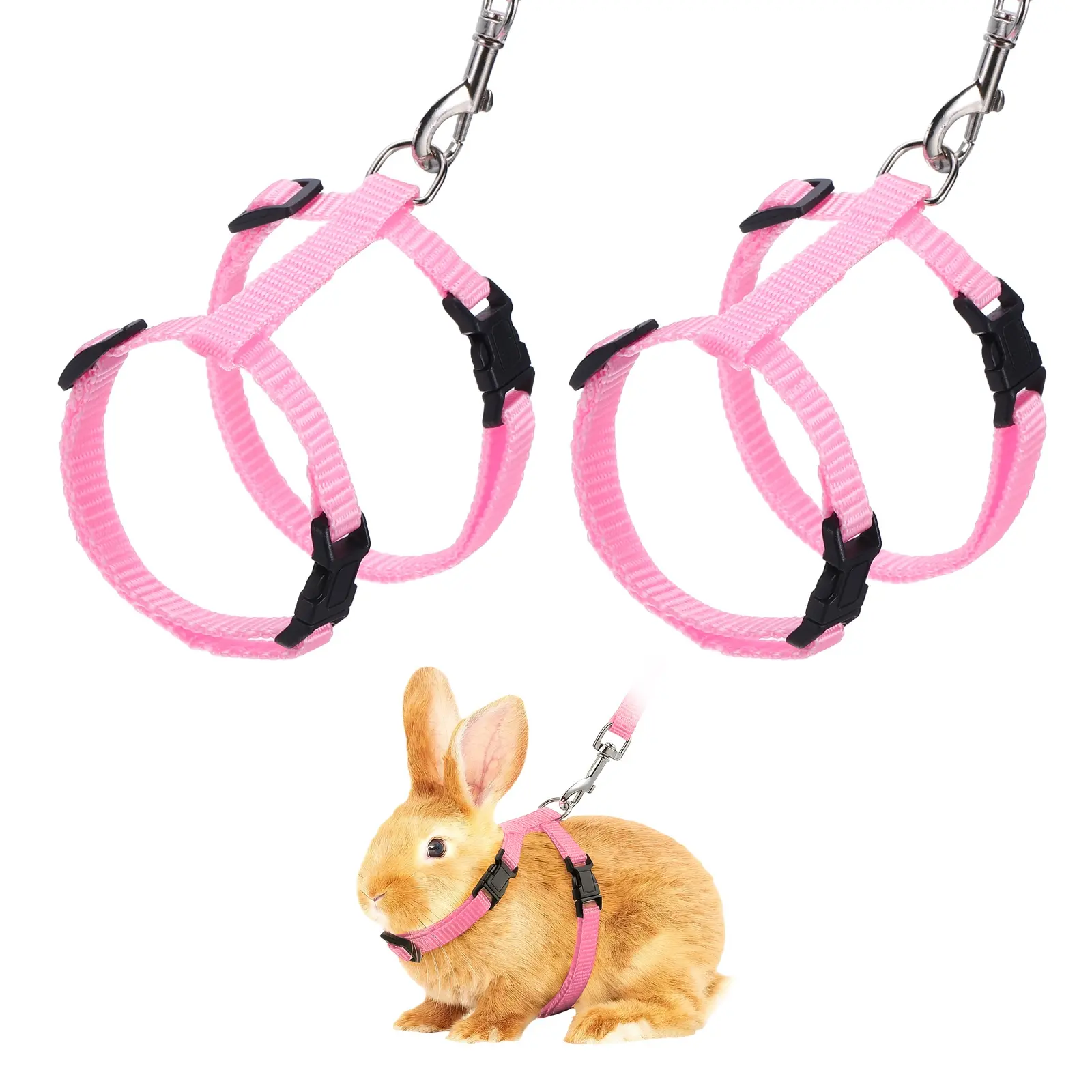 PETAXCELL Rabbit Harness and Leash, Escape Proof Bunny Cat Leash Small Animal Harness Soft Adjustable Buckle 2pcs, for Bunny Kitten Cats Puppies Walking Hiking Training