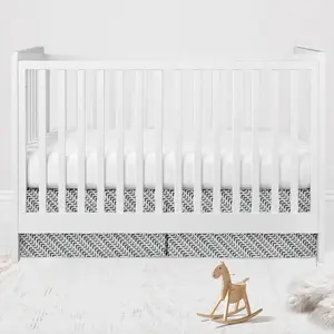 Bacati Construction Grey Tracks Crib Skirt Dust Ruffle - Grey