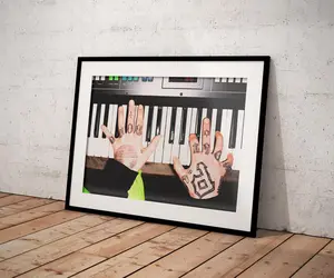 [NO FRAME] Mac Miller Piano Poster Tattooed Hands Art Print Black & White Hip Hop Wall Art
