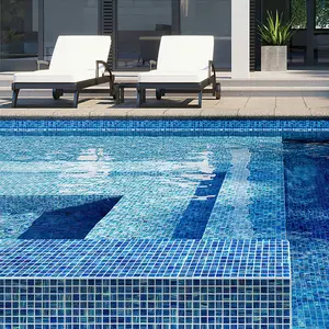 Deap Sea Blue 12x12 Glossy Uniform Square Glass Mosaic Tile (20 pack, 20 sq ft/case)