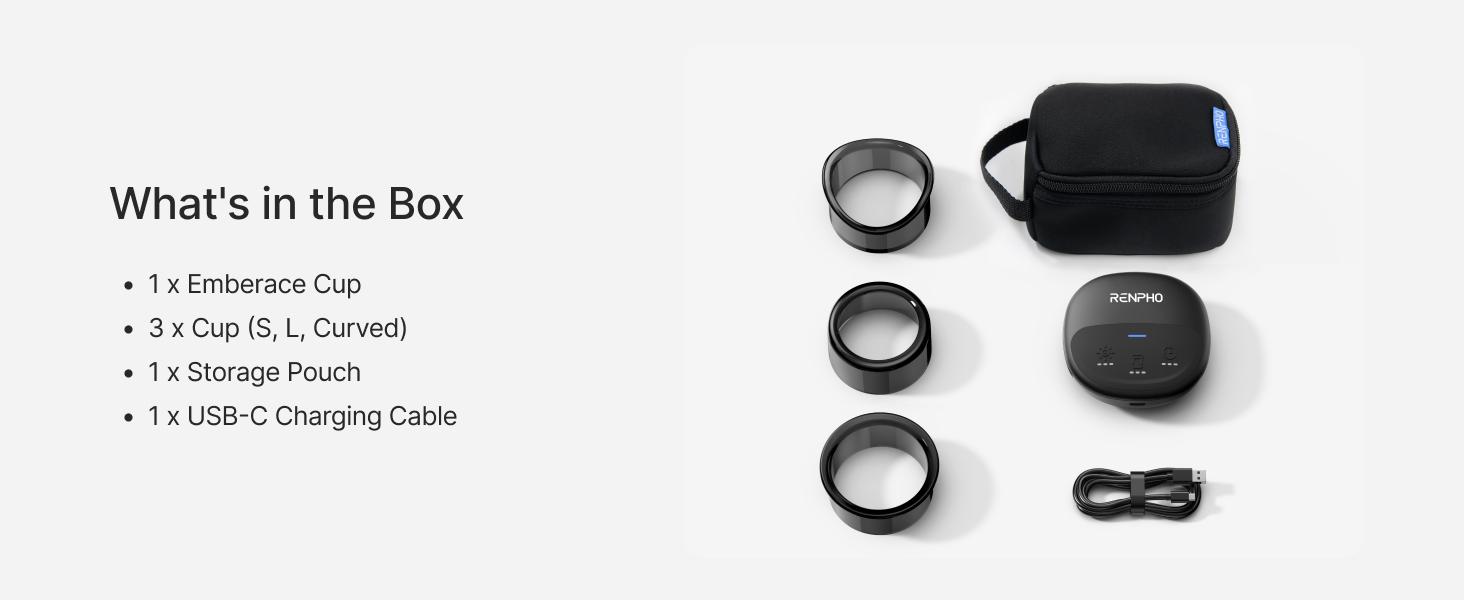 RENPHO Emberace Cup Smart Cupping Massager with 3 Suction Levels up to -55KPa and 850nm Infrared Heating, Rechargeable Massage Device with 70 min Runtime, Multi-Device Sync, 3 Heads & Storage Pouch