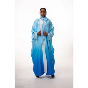 Ocean Blue Ombré Open Abaya