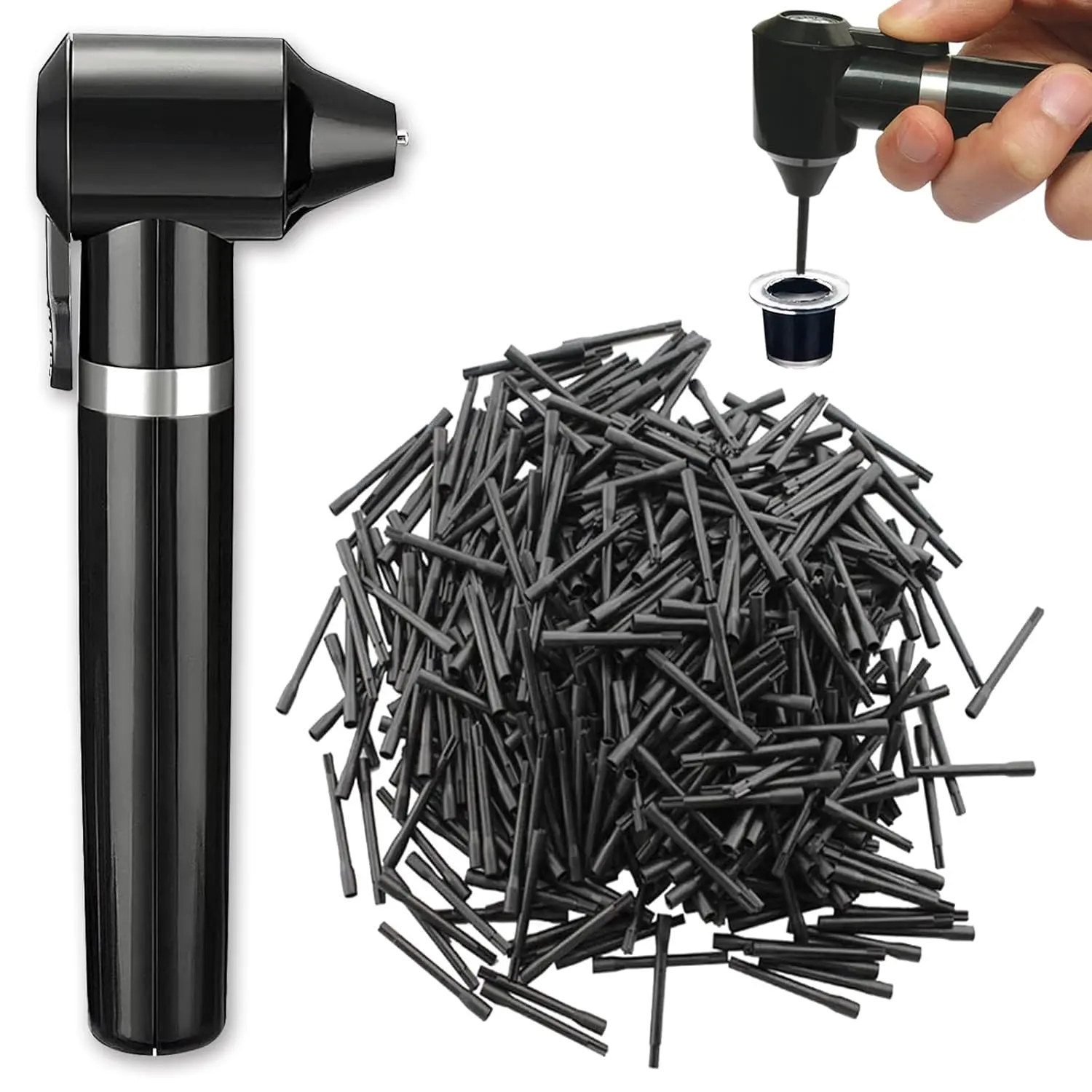 Black Electric Pigment Mixer Kit with 100 Mixing Sticks, Anti-Frizz Normal Color Mixing Tool for Tattoo & Beauty Personal Care Supplies