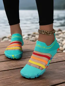Women's Hiking Shoes, Textile Comfortable Breathable Slip-On Flat Sandals, Low Ankle Eva Sole, All-Season Casual Footwear, Hiking Slippers