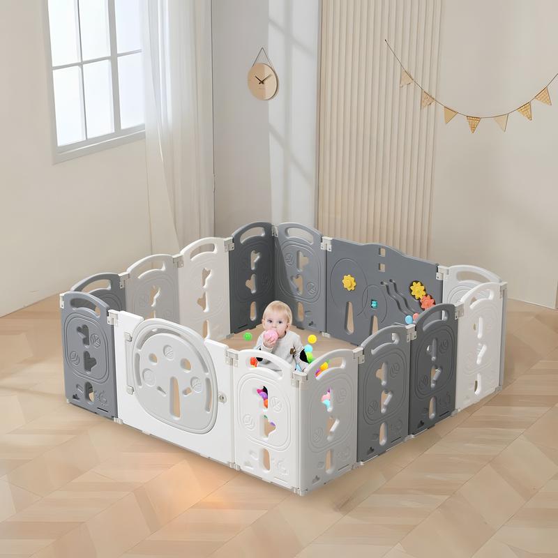Baby Playpen - Foldable Toddler Play Area with Safety Gates, Portable Design for Indoor & Outdoor Use, Includes 14 Panels for Kids Activity Centre