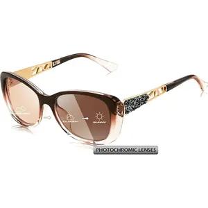 EyeconicFinds Polarized Women Sunglasses Retro Shades Photochromic Lens Sparkling Crystal Sunglasses UV400 Protection B0144