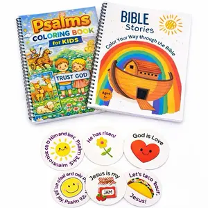 Spiral Kids Christian Coloring Bundle with Sticker Pack - Psalms Coloring Book for Kids & Bible Stories - Trust God & Color Your Way Through the Bible
