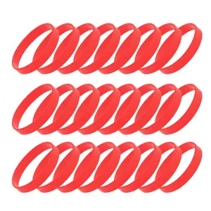 Unique Bargains Solid Silicone Bracelets Red 24 Pcs