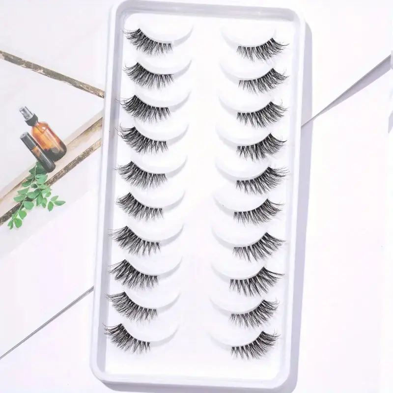10 Pairs Transparent Eyelid Half-Eyelash Extensions, 5-11mm Length, Curling False Eyelashes for Daily Use, Dates, Holidays, Parties