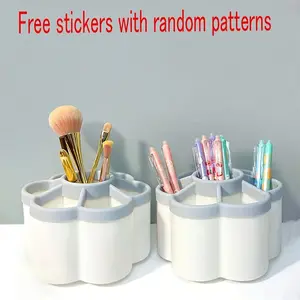 Spin & Store:  Rotating Desk Caddy with 6 Slots, Desk Organizers with Compartments. The Ultimate Multi-purpose Organizer for Makeup, Stationery, and Accessories.