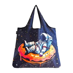 212 MAIN J4448 Jumbo Polyester Eco-Friendly Stylish Tote Bag, Large Versatile Reusable Shopping Bag - Astronaut Sweet Dream, Astronaut Print, Reusable Grocery Bags, Lightweight Shopping Bag