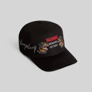 Beware Of Rotty Barbed Wire Black Twill | trucker hat | twill material | black hat | embroidered barbed | adjustable | mesh back | unisex | casual | streetwear | vintage | dad hat | Trendy Hat 2026 | Streetwear Headwear | Fashion Cap | Summer Hat