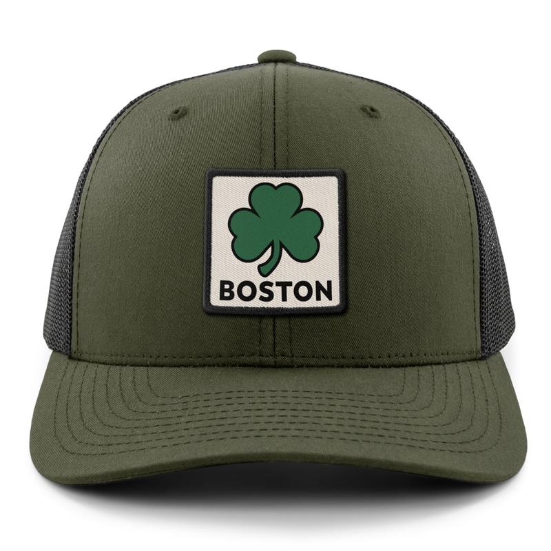 Boston Shamrock Printed Patch Classic Snapback Trucker Hat