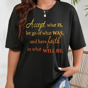Must-Have Plus Size Letter Print T-shirt – Chic and Comfy Crew Neck Tee for Women, Great for Everyday Casual Wear, Outdoor Fun, and Travel Adventures! Available in All Seasons, This Versatile T-shirt is the Ultimate Fashion Essential!