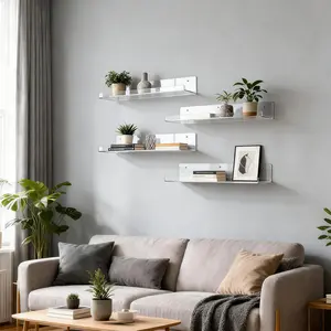 Floating Shelves Wall Organizer, Clear Acrylic Shelf for Bathroom Counter Storage and Home Decor