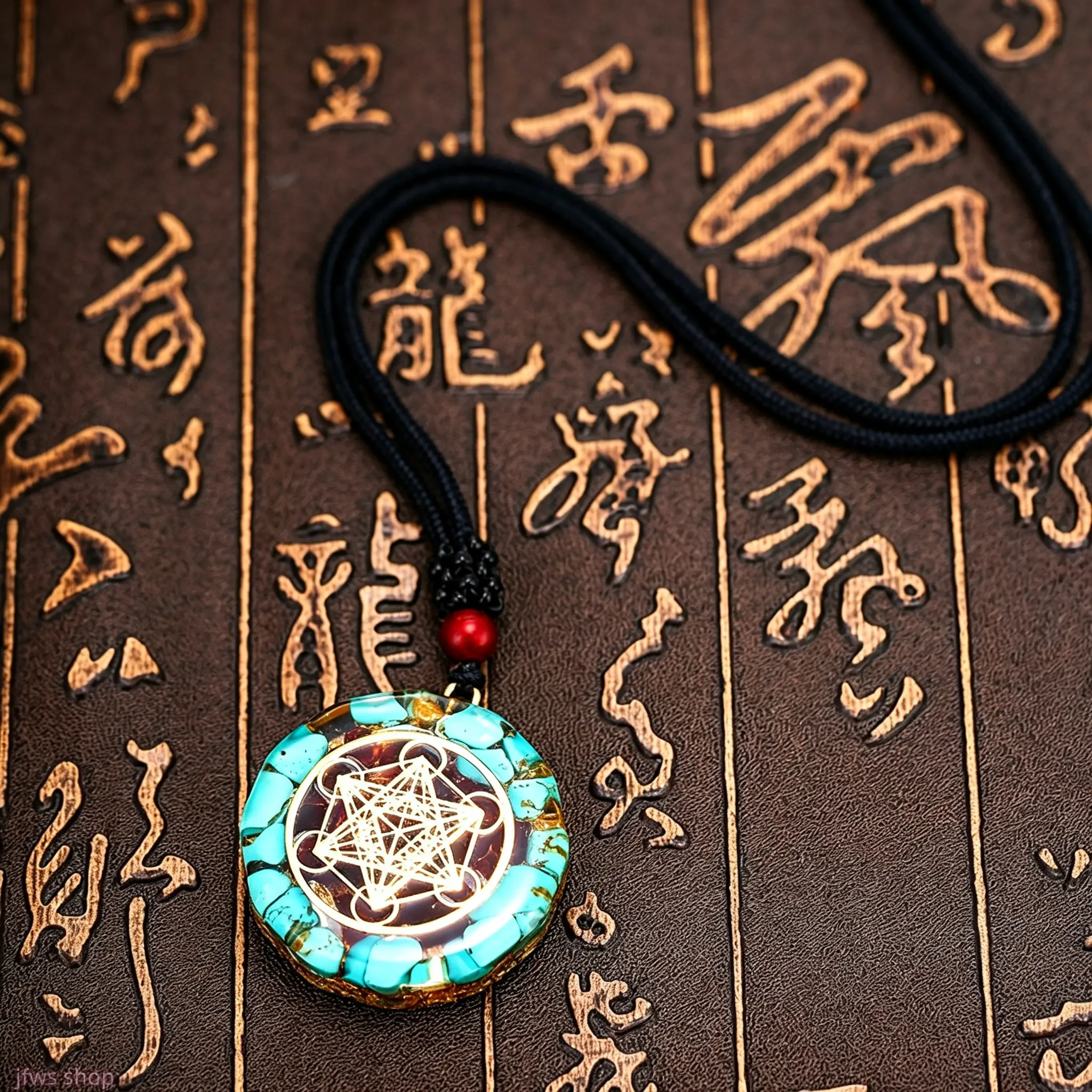 New Natural Turquoise Orgonite Energy Pendant Necklace - Healing Crystal Geometry Chakra Stone Protection Amulet, Energy Flow, Lightweight Design, Stylish Jewelry for Women (US Light Luxury Spiritual Fashion Accessory)