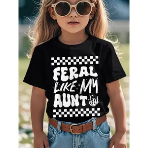 Feral Like My Aunt Groovy Funny Feral Nephew Niece Retro Funny Aesthetic Graphic Kid T-Shirt Fashion Kid T Shirts Trendy Cool Tees Tops for Kid
